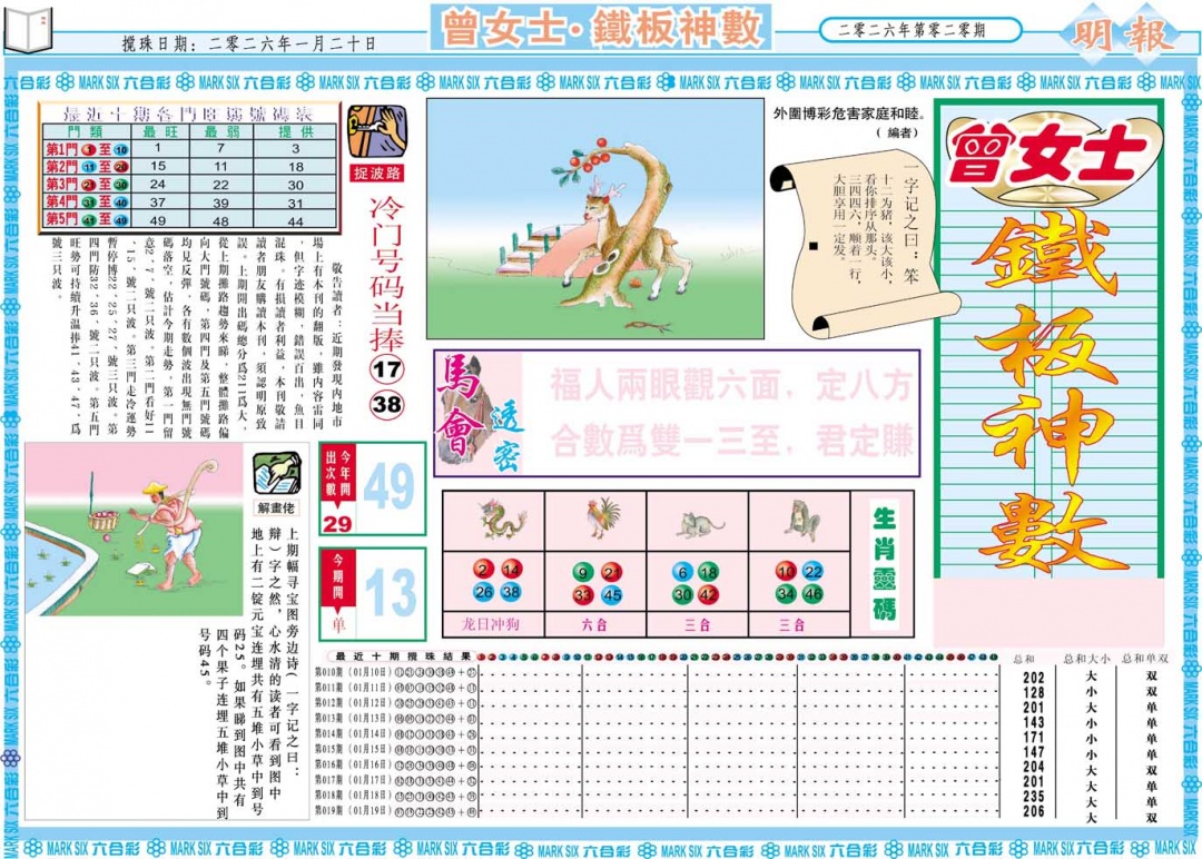 020期曾女士铁板神数A[图]