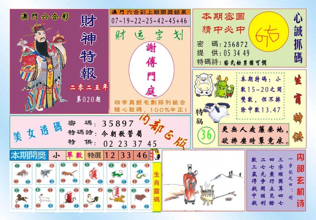 020期财神特报[图]