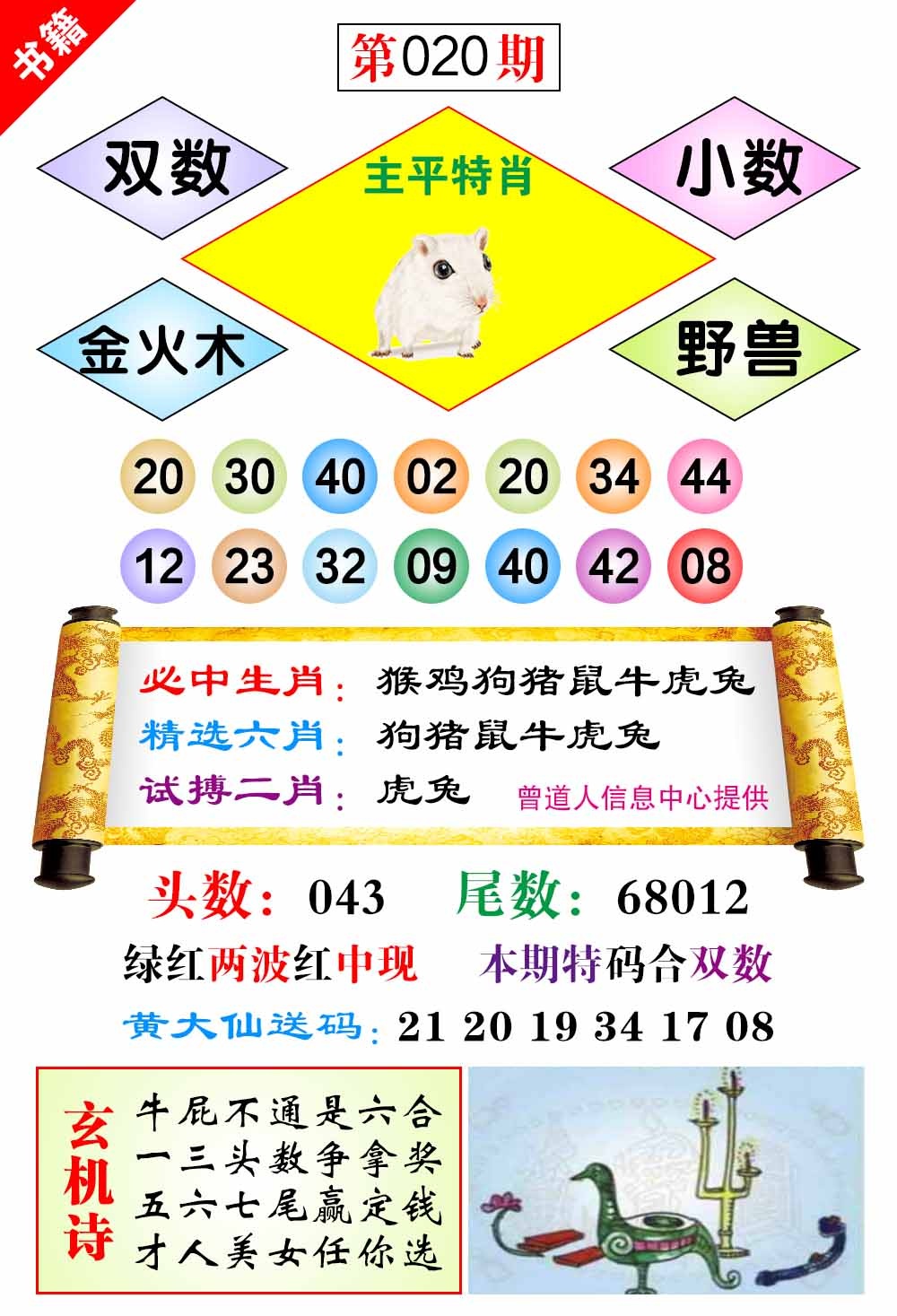 020期澳门济公十八码[图]