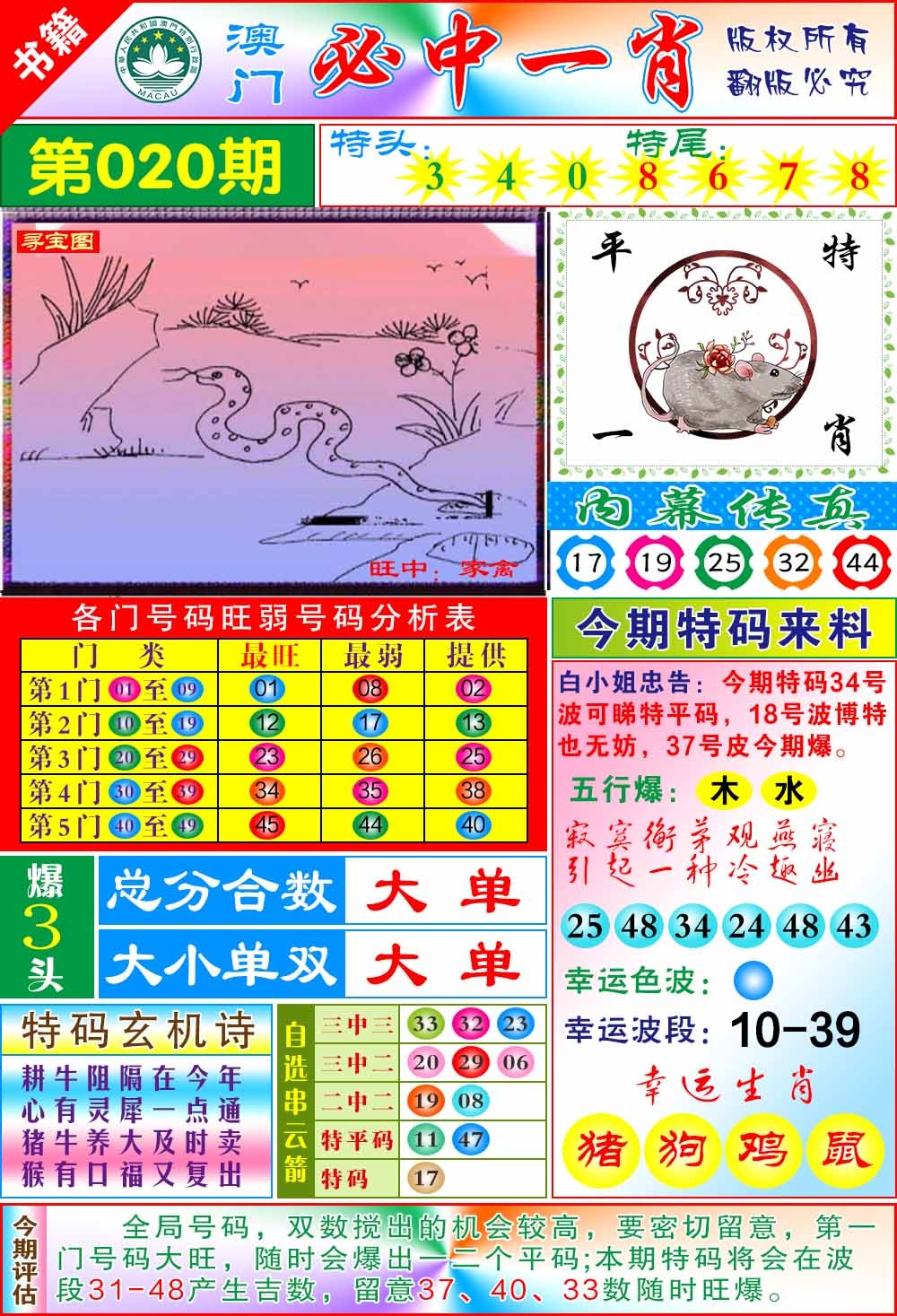 020期澳门玄机一特[图]