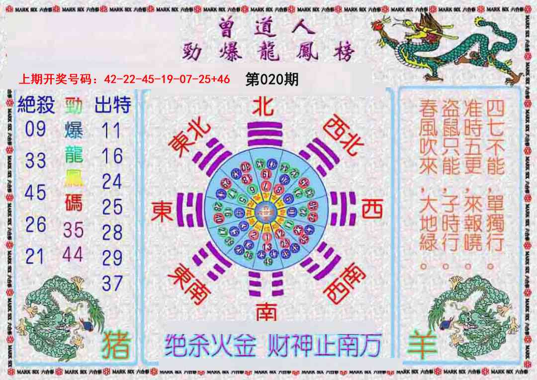 020期曾道人劲爆龙凤榜[图]