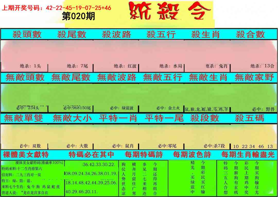 020期统杀令[图]