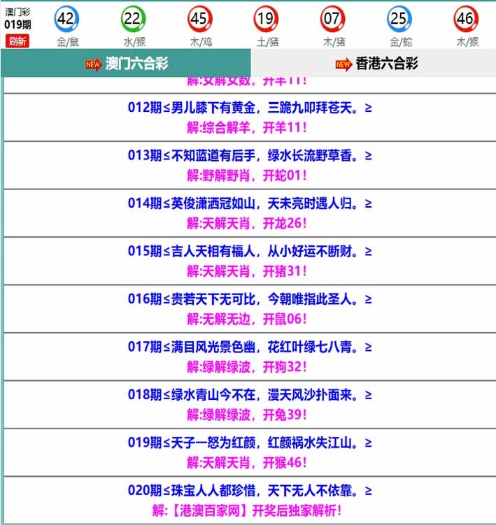 020期百家网玄机[图]