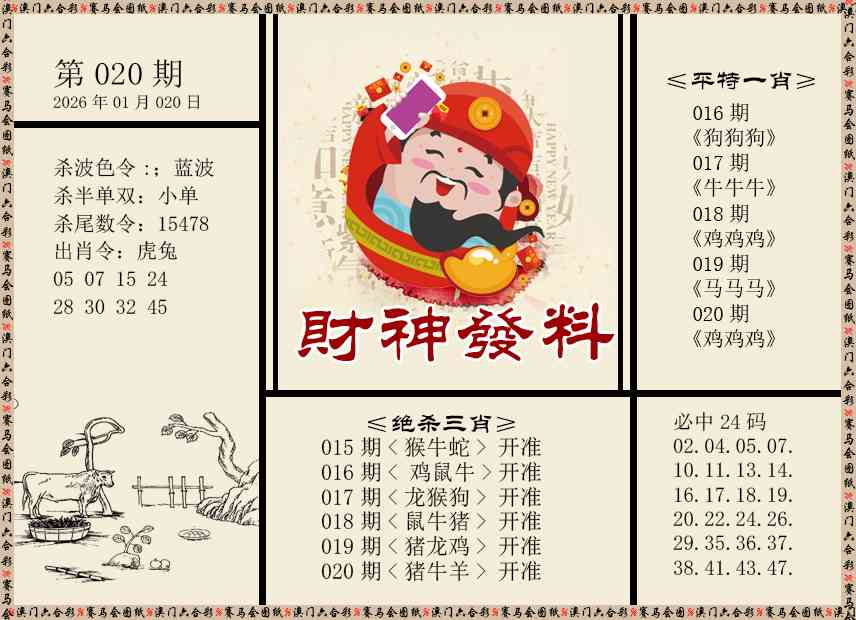 020期财神发料[图]